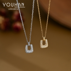 قلادة نسائية مطلية ذهب ستايل اوروبي مزينة بالزاركون