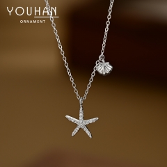 قلادة نسائية تصميم شكل نجمة البحر مزينة بالزاركون