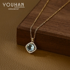 قلادة نسائية مطلية ذهب ستايل اوروبي مزينة بالزاركون