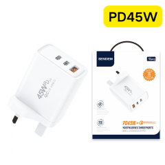 شاحن جداري شركة سينديم بقوة 45 واط بمنفذين تايب سي ويو اس بي