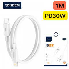 سلك شاحن سيليكون من شركة سينديم بقوة 30 واط تايب سي الى لايتنينق