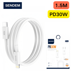 سلك شاحن سيليكون من شركة سينديم بقوة 30 واط تايب سي الى لايتنينق