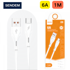 سلك شاحن سيليكون من شركة سينديم بخاصية الشحن السريع يو اس بي الى تايب سي