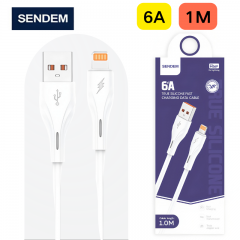سلك شاحن سيليكون من شركة سينديم بخاصية الشحن السريع يو اس بي الى لايتنينق