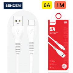 سلك شاحن سيليكون من شركة سينديم بخاصية الشحن السريع يو اس بي الى تايب سي