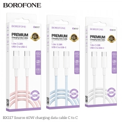 سلك شاحن من شركة بوروفون سريع تايب سي الى تايب سي بقوة 60 واط بطول1 متر