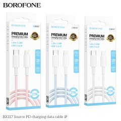 سلك شاحن من شركة بوروفون سريع تايب سي الى لايتنينق بقوة 27 واط بطول1 متر