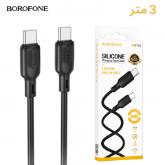 سلك شاحن من شركة بوروفون سريع تايب سي الى تايب سي بقوة 60 واط بطول 3 متر