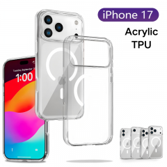 كفرات حماية ايفون 17 شفافة داعم ماج سيف