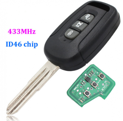 Keyless Entry Remote Key Fob 3 Button for Chevrolet Captiva 433MHz ID46 PCF7936 Chip Uncut blade