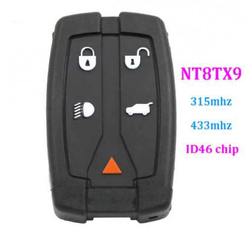 Smart Remote key Fob 5 Buttons 315MHZ 433MHz with ID46 chip for Land Rover freelander 2 LR2 FCC ID NT8TX9 with small key