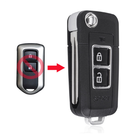 10pcs  2 Buttons Modified Flip Folding Remote Key Case Shell For Toyota Camry Prado Highlander Yaris Vios Car Key Case