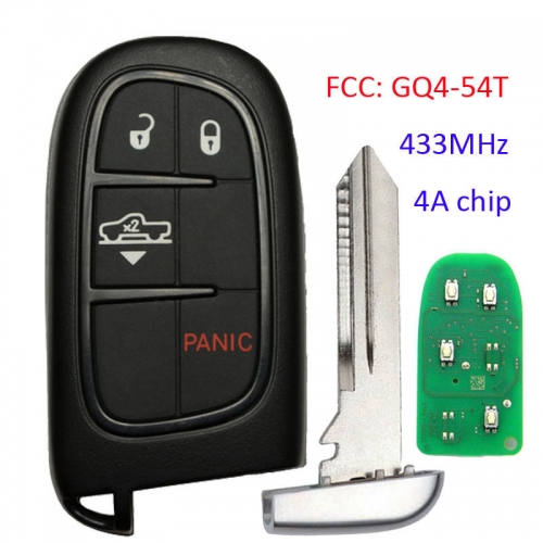 4 buttons Remote Key for Jeep Cherokee Dodge RAM 433MHz 7953M 4A Chip GQ4-54T