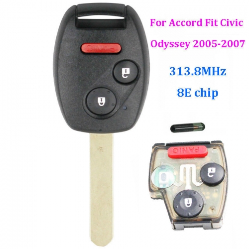 Remote locking Key Fob 2+1 Button 313.8MHz 8E Chip for Honda Accord Fit Odyssey