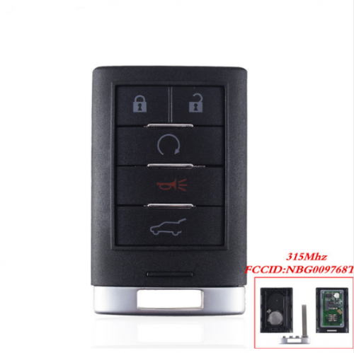 5pcs For Cadillac SRX 2010 2011 2012 2013 2014 keyless Entry Car Key NBG009768T 5 Buttons Remote Car Key 315MHZ