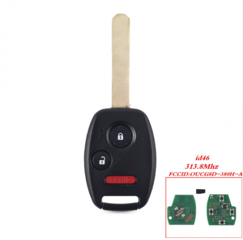 5pcs Car Entry Remote Key 3 Buttons 313.8Mhz With ID46 Chip OUCG8D-380H-A Fob For Honda Accord Fit Civic Odyssey 2003-2007