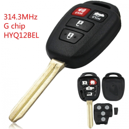 4 Buttons Remote key for Toyota Camry 314.4 MHZ With G chip FCCI：HYQ2BEL
