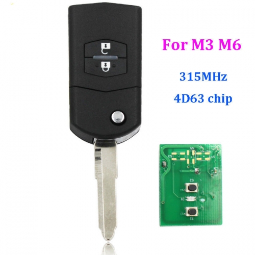 2 Button Flip Remote key 315MHZ 4D63 Chip for Mazda M3 M6