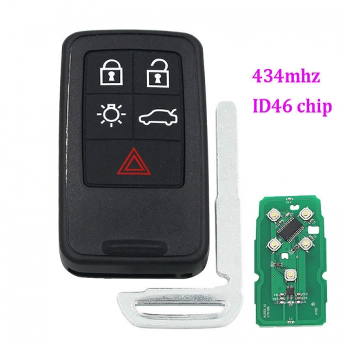 5 buttons Smart Remote Key fob for Volvo XC60 S60 S60L V40 V60 434mhz id46 chip