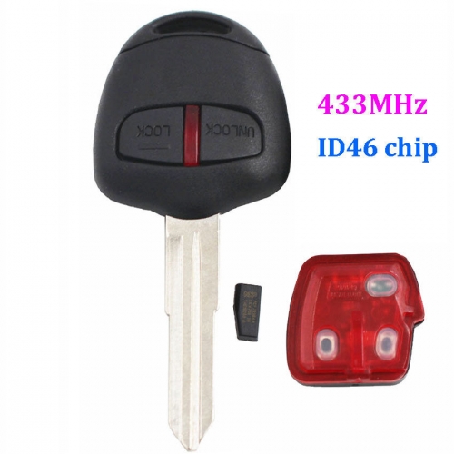 for Mitsubishi Lancer Outlander 2 Button Remote Key 433MHz ID46 Chip Right blade