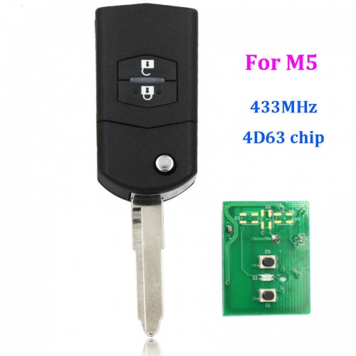 2 Buttons Flip Remote Key 433MHZ with 4D63 chip For M5 Mazda 5
