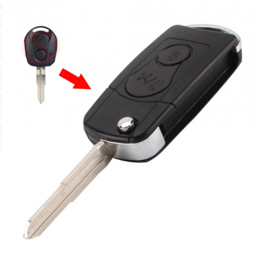 10pcs  NEW 2 BUTTONS Flip Folding Car Remote Key Case SHELL For Ssangyong Actyon SUV Kyron