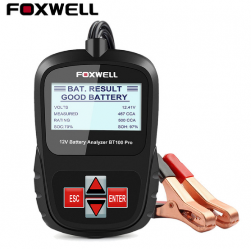 FOXWELL BT100 Pro 12V Car Battery Tester for Lead Acid Flooded AGM GEL 6V 12 Volt Automotive Digital Battery Analyzer 1100CCA