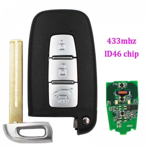 433MHz 3 button smart Keyless Entry Remote key FobFor Hyundai IX35 I30 ID46 Chip