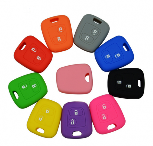 10pcs Silicone Car Key Cover Holder for Peugeot 206 307 207 408 For Citroen C2 C3 C4 Soft Rubber 2 Button Key Fob Case Shell