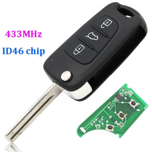 3 Buttons 433mhz ID46 CHIP remote key for Kia Rio Ceed CeedPro Picanto Sportage
