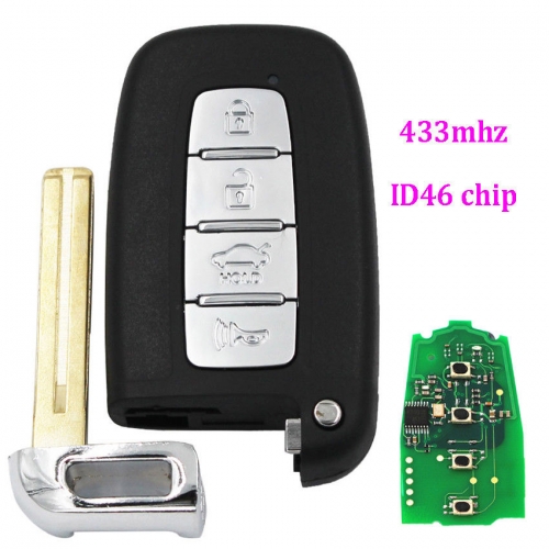Smart Remote key Fob for Hyundai ix35 ix45 elantra 433MHz ID46 Chip 4 BTN