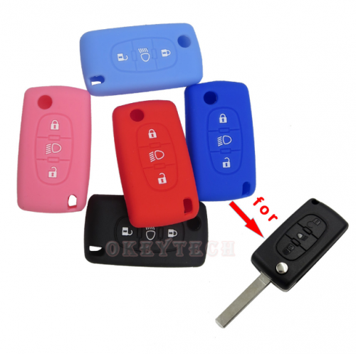 10pcs soft silicone rubber car key cover case shell skin protect 3 buttons fob for Citroen C2 C3 C4 Picasso Xsara C5 C6 C8