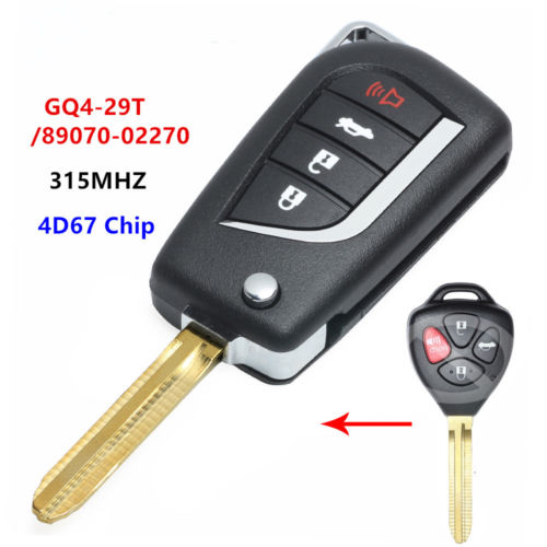 Modify Flip Remote Key 4B 315MHz/4D67 Chip for Toyota Avalon 89070-02270/ GQ4-29T