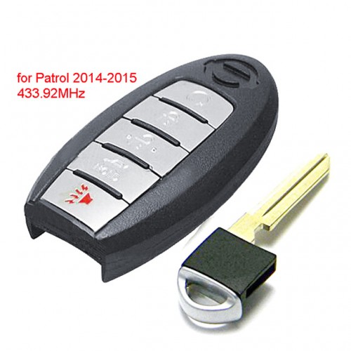 Smart Remote Car Key Fob 5 Button 433.92MHz PCF7952 for Nissan Patrol 2014-2015 FCC ID : CWTWB1G744