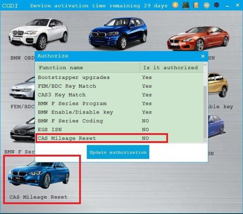 CAS Mileage Reset Authorization for CGDI Prog BMW MSV80 CAS1 CAS2 CAS3 CAS3+ via OBD