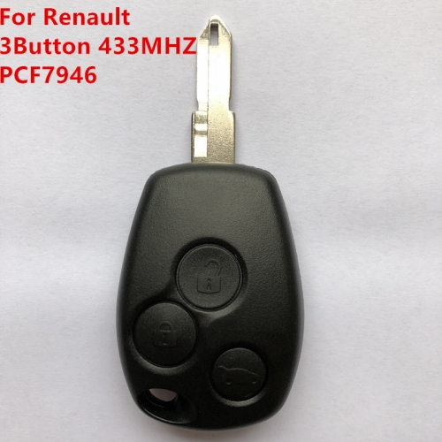 Remote Control Key for Renault 3 Button 433MHz with PCF7946 Electronic Chip