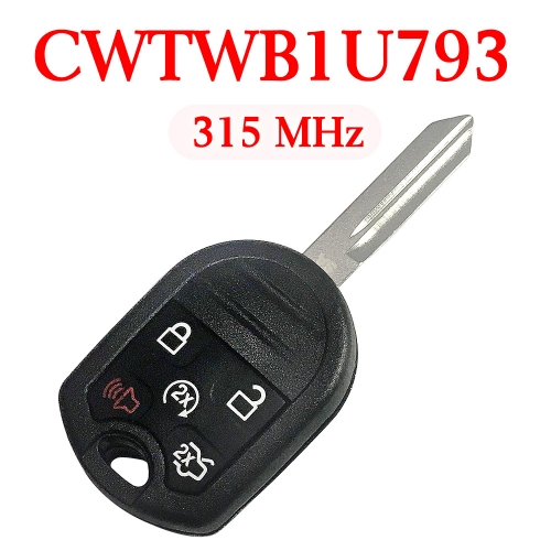 4+1 Buttons 315 MHz Remote Head Key for Ford Lincoln 2007-2018 - CWTWB1U793 ( with 4D63 80 Bit Chip)