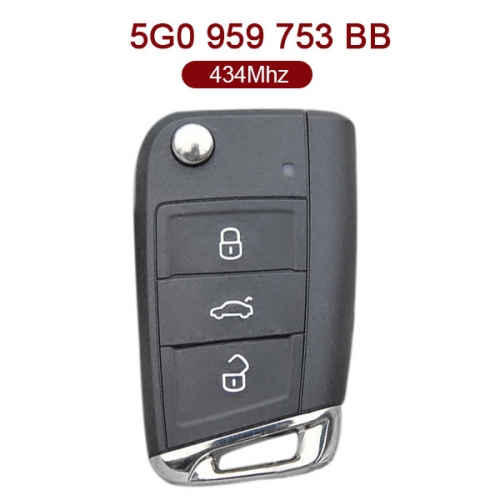 Original 3 Buttons 434 MHz MOQ Flip Remote Key for VW - 5G0 959 753BB
