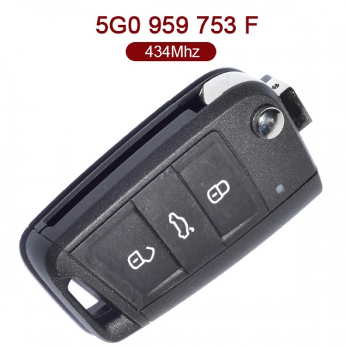 Original 3 Buttons 434 MHz Flip Remote Key for VW Gol7 - 5G0 959 753 F
