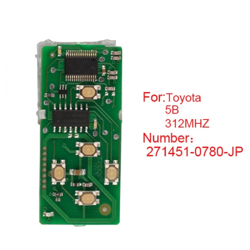 for Toyota Smart Card Board 5 Button 312MHz Number 271451-0780-JP