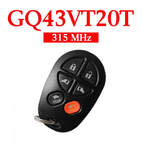 5+1 Buttons 315 MHz Keyless Entry Remote for Toyota Sienna 2004-2018 - GQ43VT20T