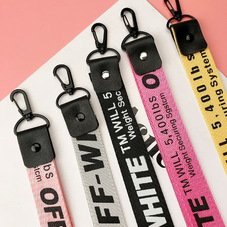 Off White Ribbon Keychain Women Phone Case Wallet key chain porte clef For Bag Key ring llaveros mujer sleutelhanger Chaveiro