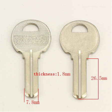 (20pcs/lot) 1.9 have bath door key blank Civil key blank suit for Vertical key cutting machine keys embryo B100(20pcs/lot)