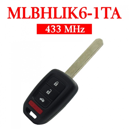 433 MHz 3+1 Buttons Remote Head Key for Honda Accord Civic 2016-2018 - MLBHLIK6-1TA (G Chip)