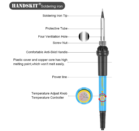 HANDSKIT 60W 110V 220V Soldering Iron Kit Electric Adjustable Temperature Soldering Iron With Soldering Iron Tips Stand Tools