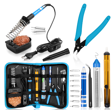 Handskit Soldering Iron Set 8-in-1 Screwdrivers Soldering Iron Set With Soldering Stand Soldering Wire Desolder Pump Weldering