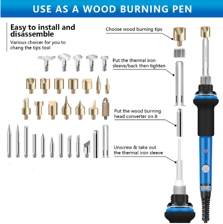Handskit 40PCS 110V/220V 60W Soldering Iron Kit Wood Burning Pen Set Electric Soldering Iron Carving Pyrography Tools