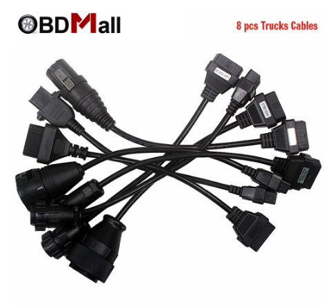High quality CDP TCS truck cables full set 8pcs obdII OBD2 cable truck leads for multidiag pro mvd scanner OBD 2 dignostic tool