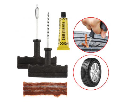 Black/ Yellow Professional Car Tire Repair Kit Car Bike Tubeless Tire Tyre Puncture Plug Repair Kit Tool Car Accessories