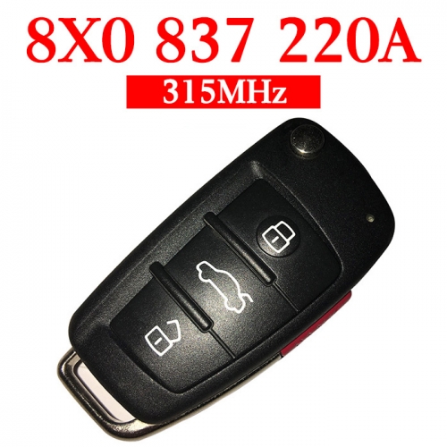 Original 315 MHz 3+1 Buttons Smart Proximity Key for Audi - 8X0 837 220A